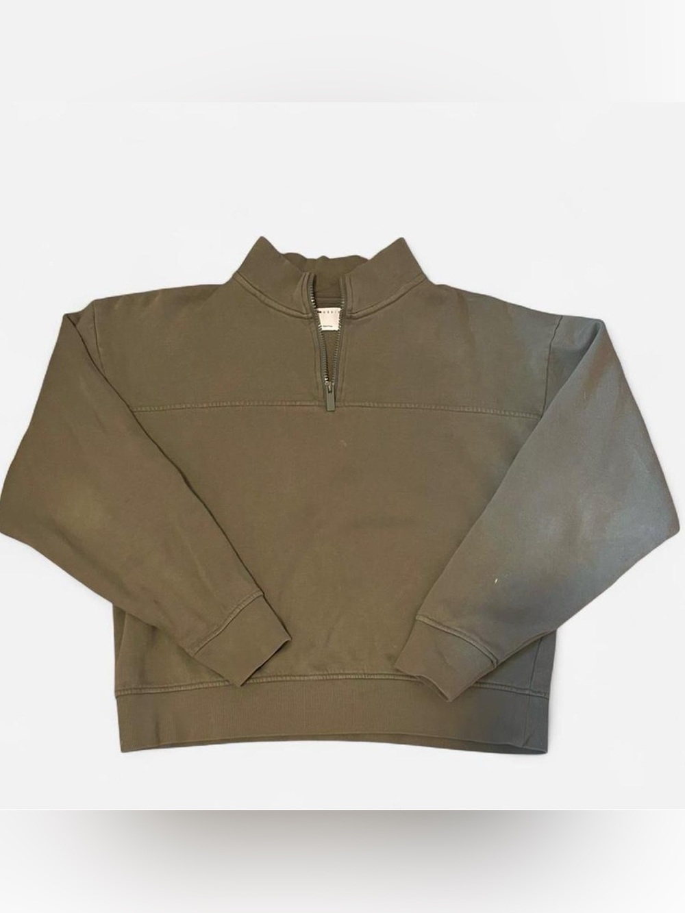 ASOS Olive Quarter-Zip Pullover Sweater